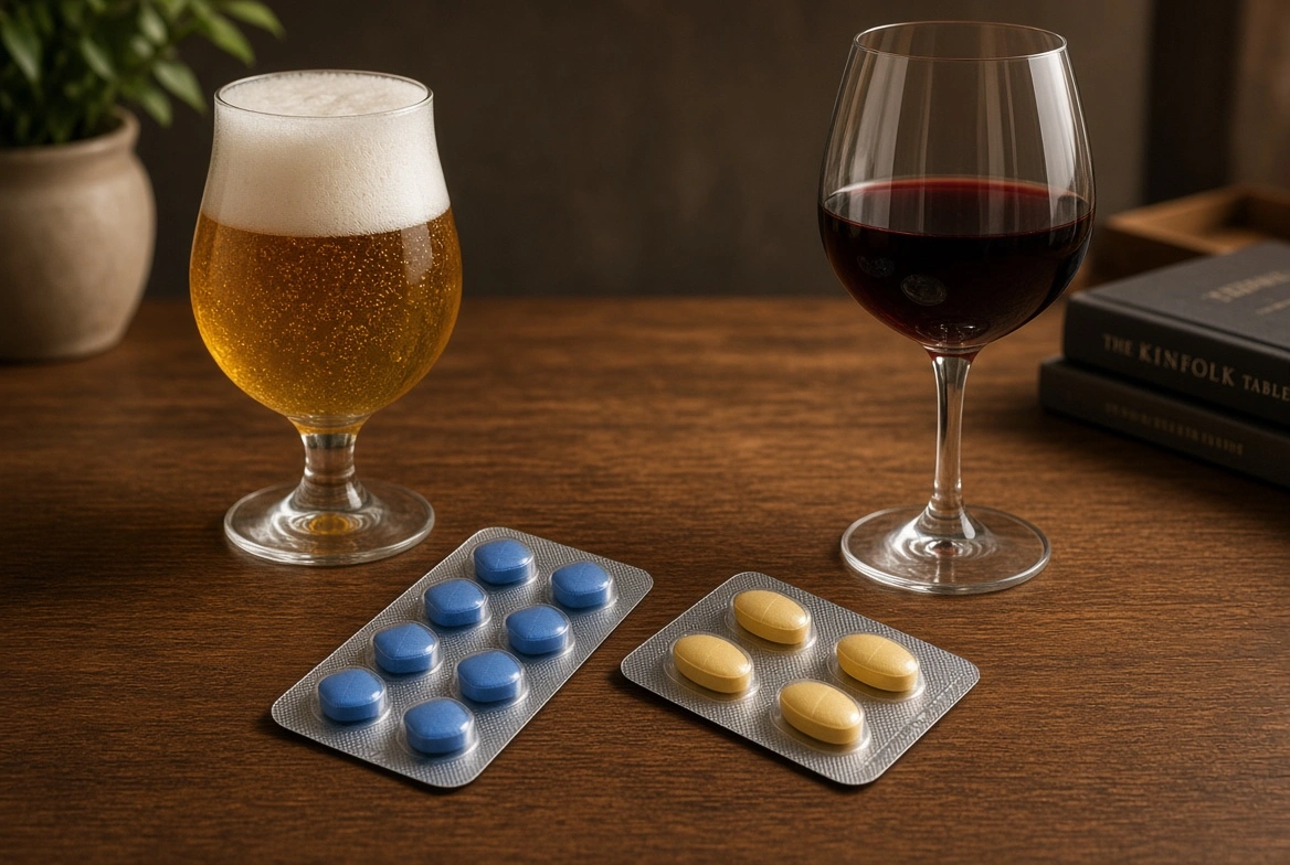 ED治療薬とアルコールの併用を考えるシーン